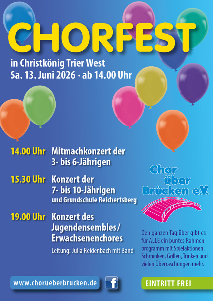 Chorfest in Christkönig Trier-West am 13. Juni 2026 ab 14 Uhr